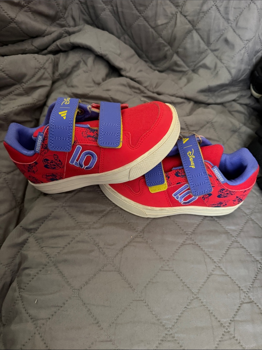 Disney Red and Purple Velcro Kids' Sneakers with Yellow Detail